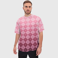 Футболка оверсайз мужская Розовый геометрический градиентный узор, цвет: 3D-принт — фото 2