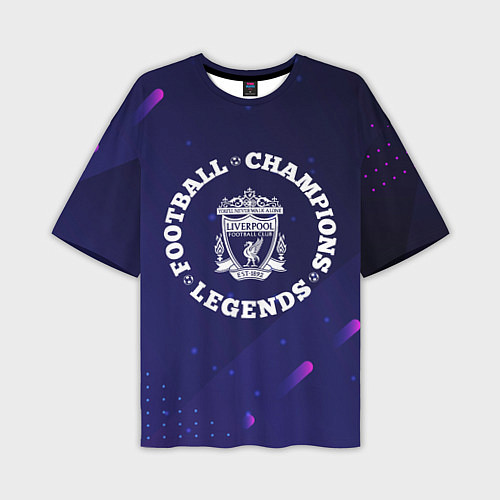 Мужская футболка оверсайз Символ Liverpool и круглая надпись Football Legend / 3D-принт – фото 1