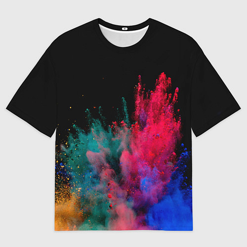 Мужская футболка оверсайз Брызги сухих красок / 3D-принт – фото 1