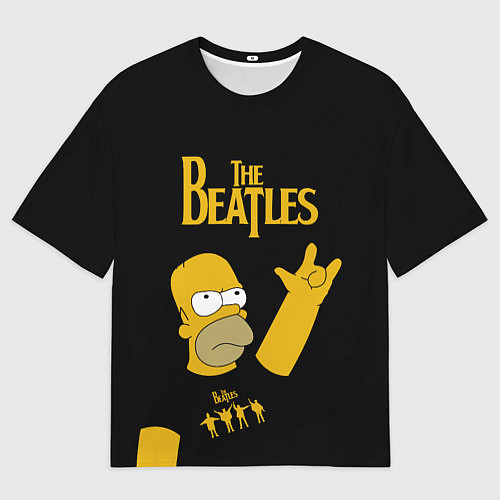 Мужская футболка оверсайз The Beatles Гомер Симпсон Рокер / 3D-принт – фото 1