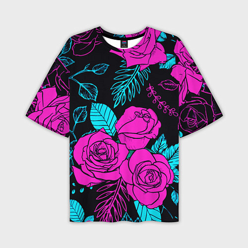 Мужская футболка оверсайз Авангардный паттерн из роз Лето / 3D-принт – фото 1