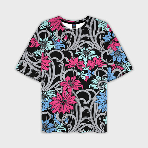 Мужская футболка оверсайз Цветочный летний паттерн Fashion trend / 3D-принт – фото 1