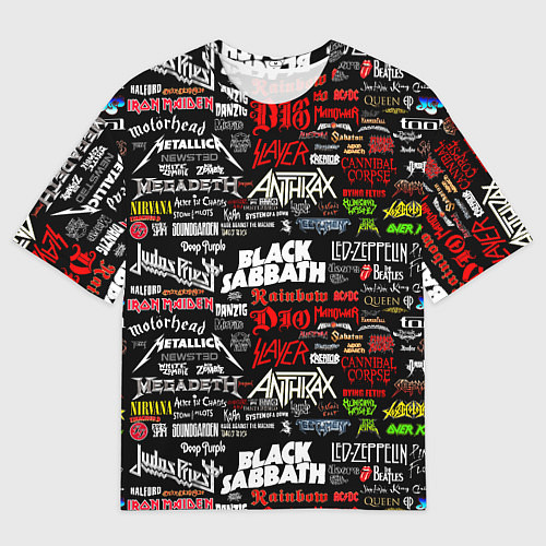 Мужская футболка оверсайз THE TEXTURE OF MUSICAL ROCK BANDS / 3D-принт – фото 1