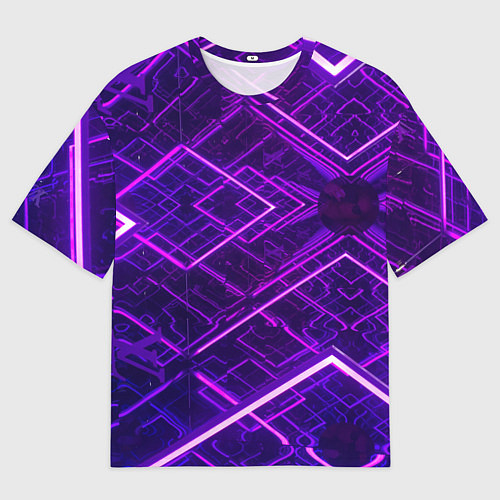 Мужская футболка оверсайз Неоновые ромбы в абстракции - Фиолетовый / 3D-принт – фото 1