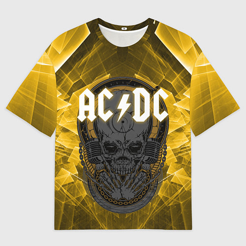 Мужская футболка оверсайз AC DC SKULL ROCK / 3D-принт – фото 1