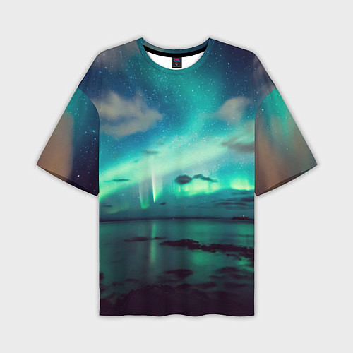 Мужская футболка оверсайз Aurora borealis / 3D-принт – фото 1