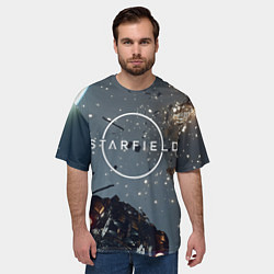 Футболка оверсайз мужская Космический бой в Starfield, цвет: 3D-принт — фото 2