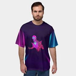 Футболка оверсайз мужская Скелетон розовый, цвет: 3D-принт — фото 2