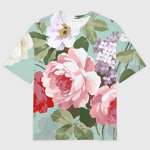 Мужская футболка оверсайз Букет роз Лето / 3D-принт – фото 1