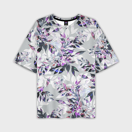 Мужская футболка оверсайз Цветы Серый Букет / 3D-принт – фото 1