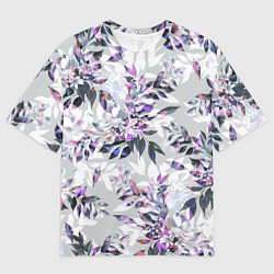 Футболка оверсайз мужская Цветы Серый Букет, цвет: 3D-принт