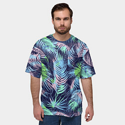 Футболка оверсайз мужская Разноцветные Листья Пальм, цвет: 3D-принт — фото 2