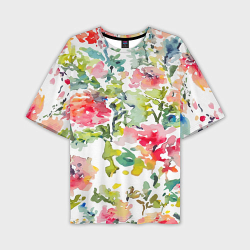 Мужская футболка оверсайз Floral pattern Watercolour Summer / 3D-принт – фото 1