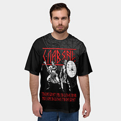 Футболка оверсайз мужская Славяне Твой брат не всегда прав, но он всегда тво, цвет: 3D-принт — фото 2