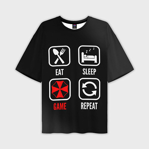 Мужская футболка оверсайз Eat, Sleep, Resident Evil, Repeat / 3D-принт – фото 1