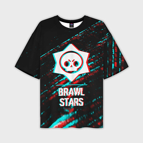 Мужская футболка оверсайз Brawl Stars в стиле Glitch Баги Графики на темном / 3D-принт – фото 1