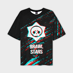 Мужская футболка оверсайз Brawl Stars в стиле Glitch Баги Графики на темном