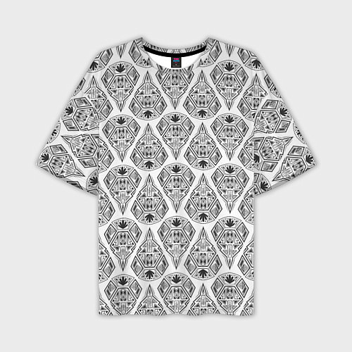 Мужская футболка оверсайз Черно-белый геометрический узор Арт деко / 3D-принт – фото 1