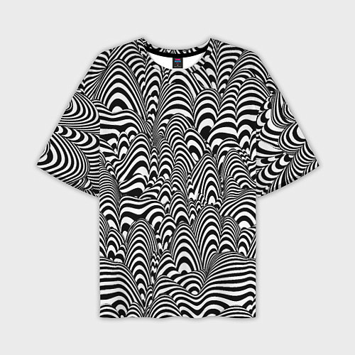 Мужская футболка оверсайз Черно-белая психоделика / 3D-принт – фото 1