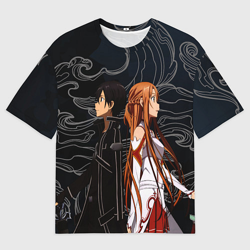 Мужская футболка оверсайз Кирито и Асуна - Sword Art Online / 3D-принт – фото 1