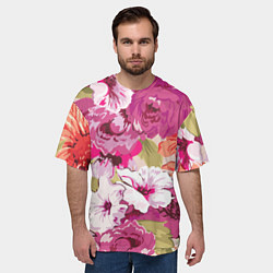 Футболка оверсайз мужская Красочный цветочный паттерн Лето Fashion trend 202, цвет: 3D-принт — фото 2