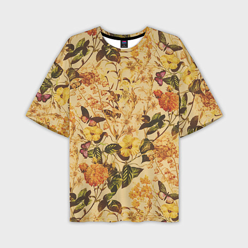 Мужская футболка оверсайз Цветы Летний Закат / 3D-принт – фото 1