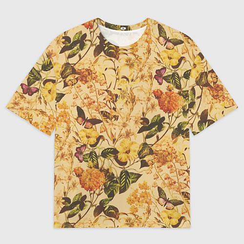 Мужская футболка оверсайз Цветы Летний Закат / 3D-принт – фото 1