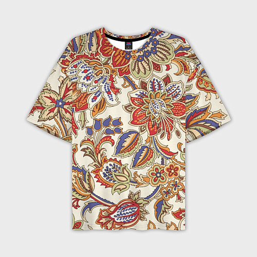 Мужская футболка оверсайз Цветочный винтажный орнамент / 3D-принт – фото 1