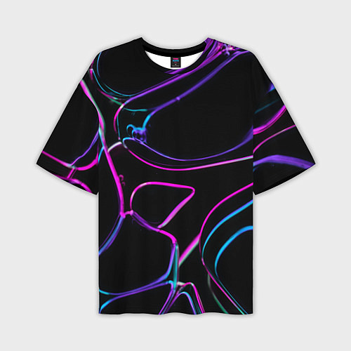Мужская футболка оверсайз Неоновые линзы во тьме - Фиолетовый / 3D-принт – фото 1