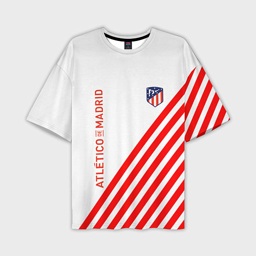 Мужская футболка оверсайз Atletico madrid красные полосы / 3D-принт – фото 1