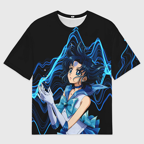Мужская футболка оверсайз Сейлор Меркурий -гениальная школьница / 3D-принт – фото 1