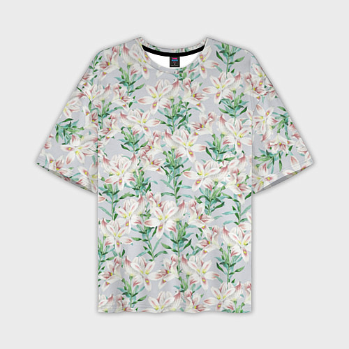 Мужская футболка оверсайз Цветы Нежные Лилии / 3D-принт – фото 1