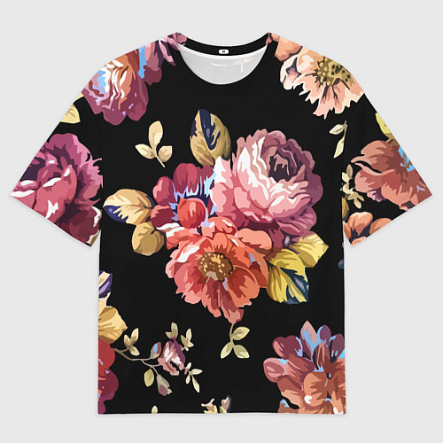 Мужская футболка оверсайз Розы в летней ночи Fashion trend / 3D-принт – фото 1