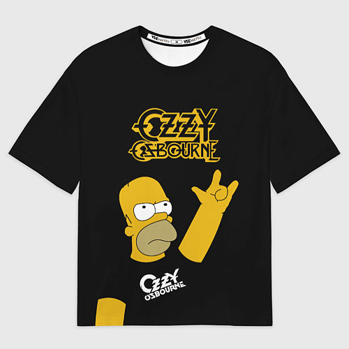 Мужская футболка оверсайз Ozzy Osbourne Гомер Симпсон рокер / 3D-принт – фото 1