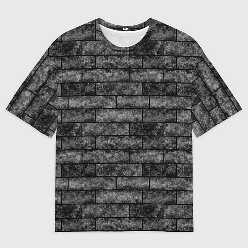 Мужская футболка оверсайз Стена из черного кирпича Лофт / 3D-принт – фото 1
