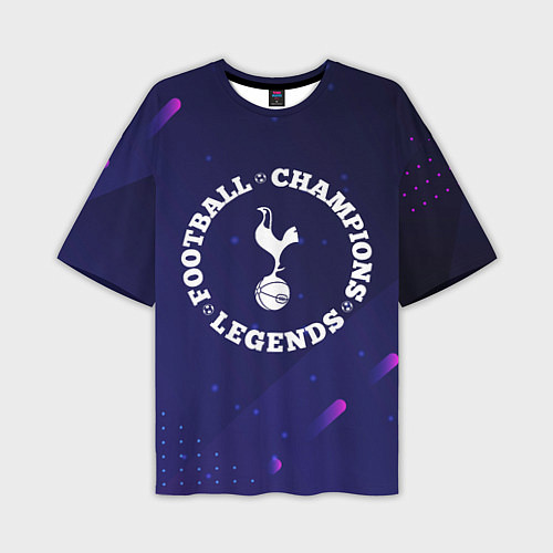 Мужская футболка оверсайз Символ Tottenham и круглая надпись Football Legend / 3D-принт – фото 1