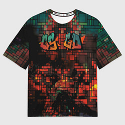 Мужская футболка оверсайз DIGITAL ART CS GO ДЕВУШКА ПРЯМОУГОЛЬНИКИ