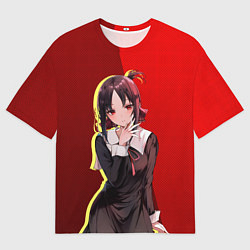 Мужская футболка оверсайз Кагуя кокетливо улыбается