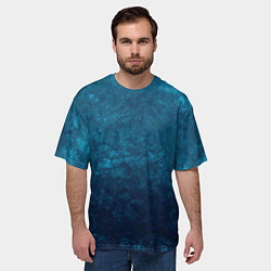 Футболка оверсайз мужская Синий абстрактный мраморный узор, цвет: 3D-принт — фото 2