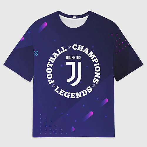 Мужская футболка оверсайз Символ Juventus и круглая надпись Football Legends / 3D-принт – фото 1