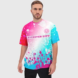 Футболка оверсайз мужская Leicester City Neon Gradient, цвет: 3D-принт — фото 2