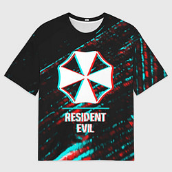 Мужская футболка оверсайз Resident Evil в стиле Glitch Баги Графики на темно