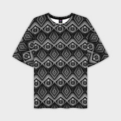 Мужская футболка оверсайз Черно-белый геометрический современный узор арт де