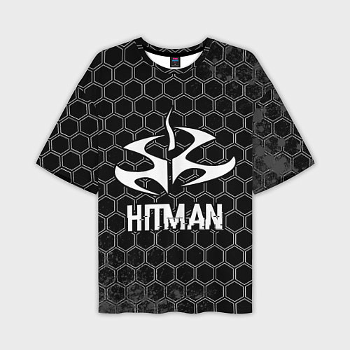 Мужская футболка оверсайз Hitman Glitch на темном фоне / 3D-принт – фото 1