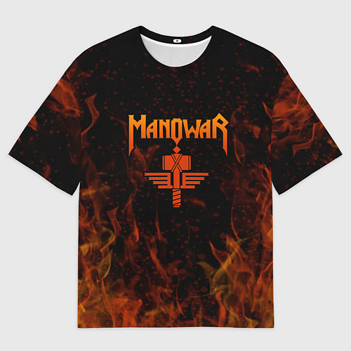 Мужская футболка оверсайз Manowar ПЛАМЯ / 3D-принт – фото 1