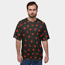 Футболка оверсайз мужская Love Death and Robots red pattern, цвет: 3D-принт — фото 2