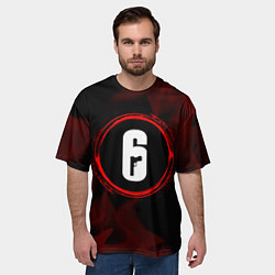 Футболка оверсайз мужская Символ Rainbow Six и краска вокруг на темном фоне, цвет: 3D-принт — фото 2