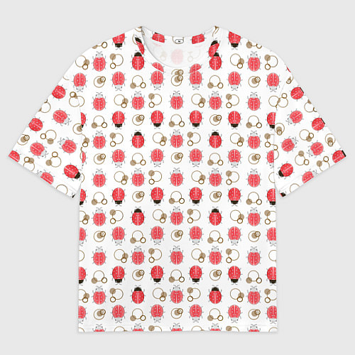 Мужская футболка оверсайз Забавные Божьи коровки на белом фоне / 3D-принт – фото 1
