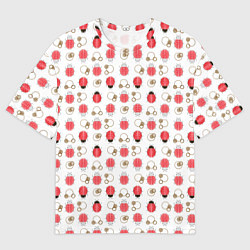 Мужская футболка оверсайз Забавные Божьи коровки на белом фоне