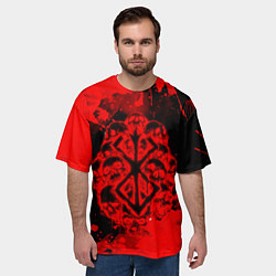 Футболка оверсайз мужская КЛЕЙМО ЖЕРТВЫ И ЧЕРЕПА БЕРСЕРК - BERSERK, цвет: 3D-принт — фото 2
